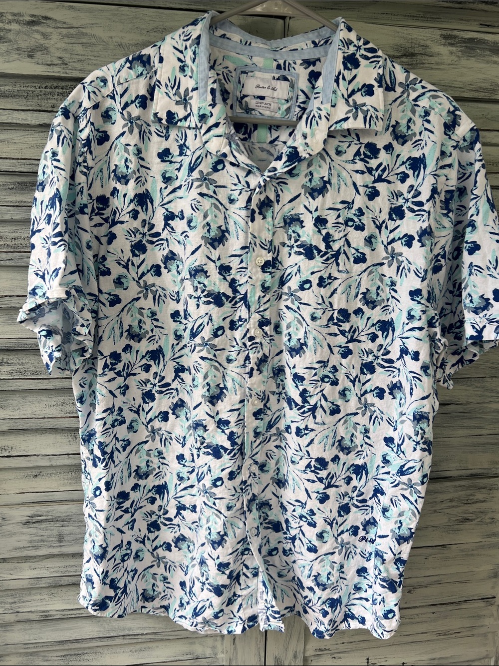 Mens Porter & Ash Linen Rich Summer Shirt Size XL